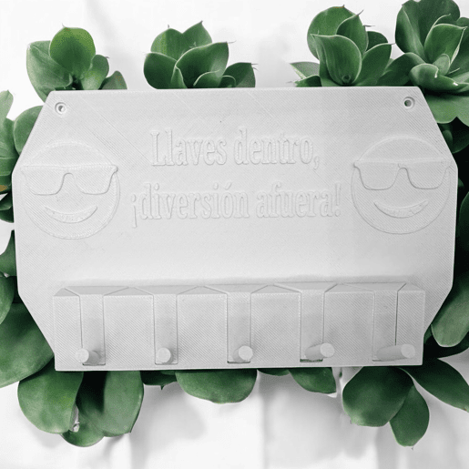 Well Home - Cabide para chaves de parede Entra, diverte-te! cor Branco