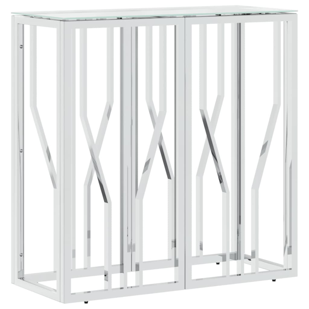 Mesa consola - mesa de entrada acero inoxidable y vidrio 70x30x70 cm