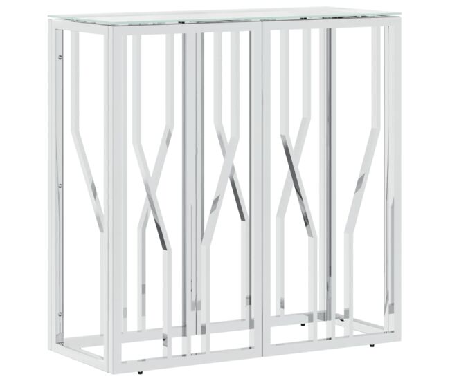 Mesa consola - mesa de entrada acero inoxidable y vidrio 70x30x70 cm