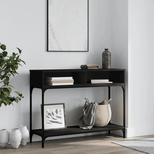 Mesa Consola - Mesa De Entrada 100x30,5x75 cm derivados de madeira preto