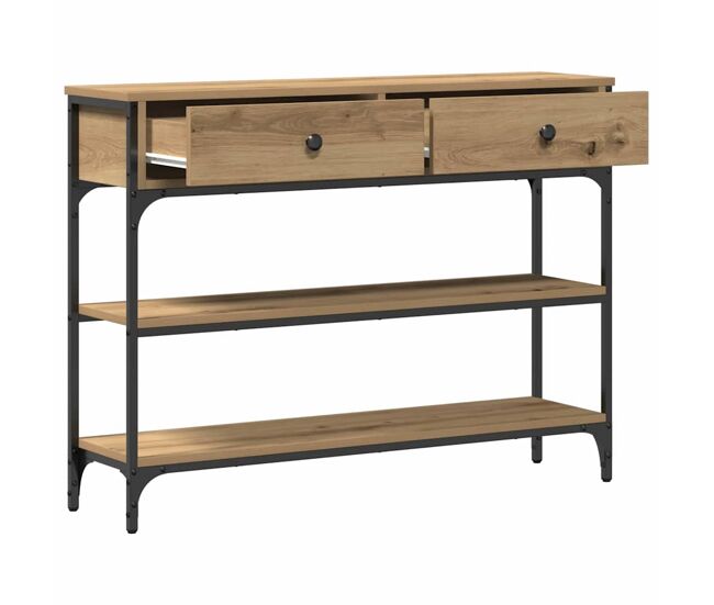 Mesa consola - mesa de entrada con cajón roble artisan 100 x 25 x 75 cm