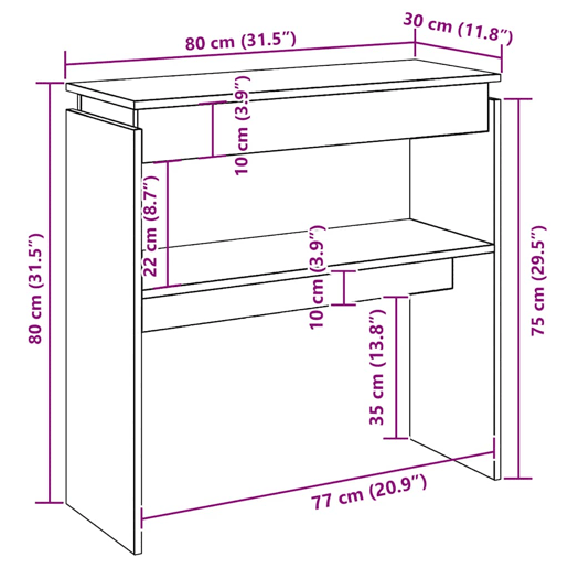 Mesa Consola - Mesa De Entrada 80x30x80 cm derivados de madeira branco