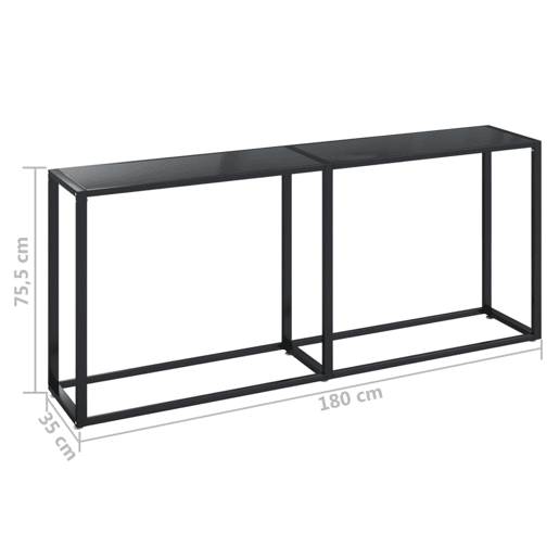 Mesa Consola - Mesa De Entrada preto 180x35x75,5 cm vidro temperado