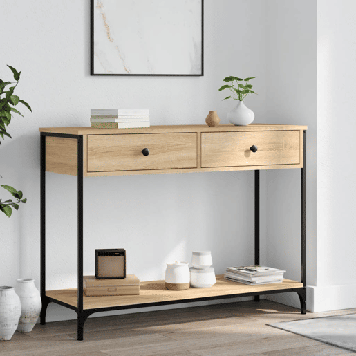 Mesa Consola - Mesa De Entrada 100x34,5x75cm derivados de madeira carvalho sonoma