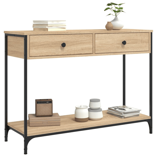 Mesa Consola - Mesa De Entrada 100x34,5x75cm derivados de madeira carvalho sonoma
