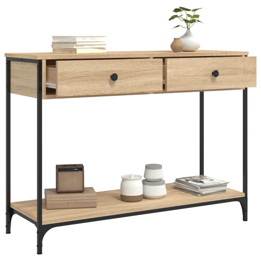 Mesa Consola - Mesa De Entrada 100x34,5x75cm derivados de madeira carvalho sonoma