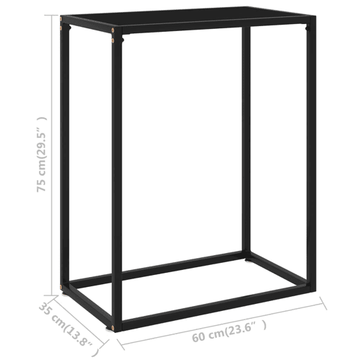 Mesa Consola - Mesa De Entrada 60x35x75 cm vidro temperado preto