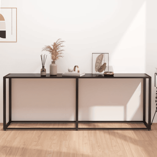 Mesa Consola - Mesa De Entrada 200x35x75,5 cm vidro temperado preto