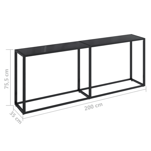 Mesa Consola - Mesa De Entrada 200x35x75,5 cm vidro temperado preto