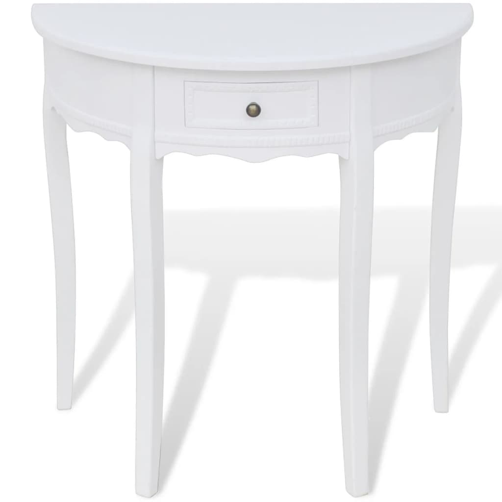 Mesa consola - mesa de entrada semicircular con cajón blanca