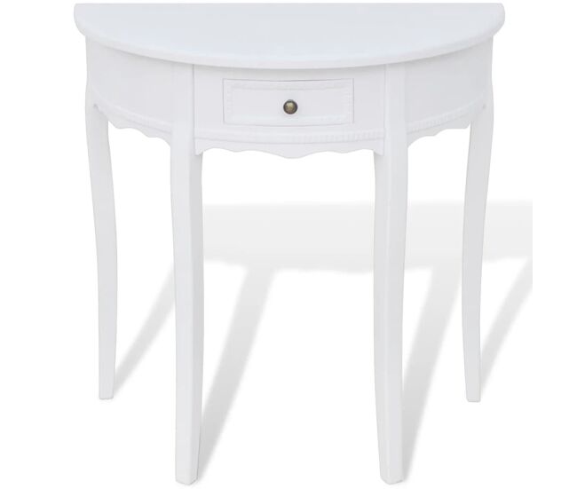 Mesa consola - mesa de entrada semicircular con cajón blanca