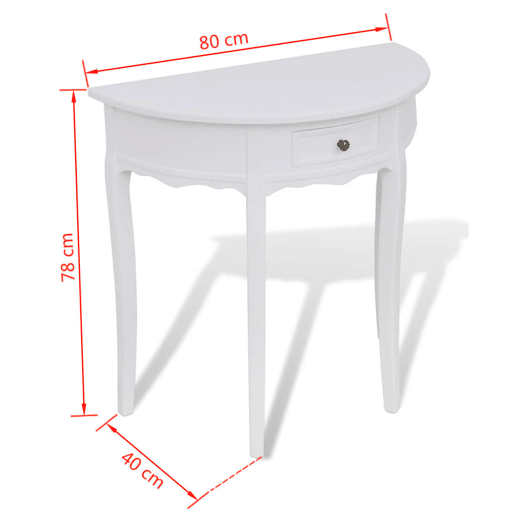 Mesa Consola - Mesa De Entrada meia-lua com gaveta branco Mesa Consola - Mesa De Entrada meia-lua com gaveta branco