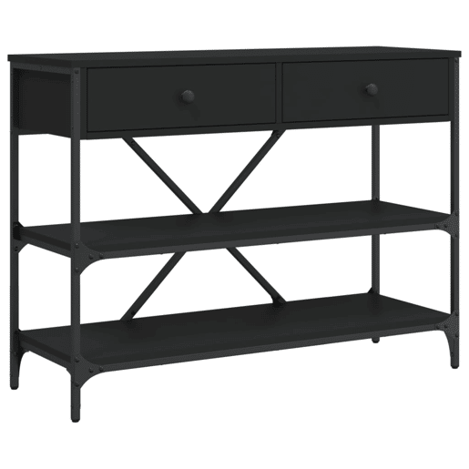 Mesa Consola - Mesa De Entrada c gavetasprateleiras derivados de madeira preto