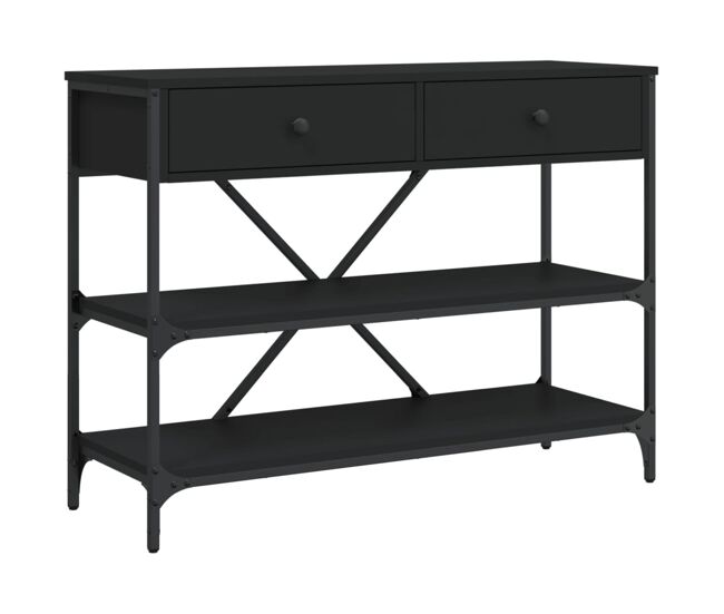 Mesa consola - mesa de entrada con cajones y estantes madera de ingeniería negro