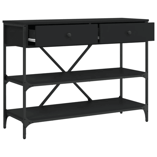 Mesa Consola - Mesa De Entrada c gavetasprateleiras derivados de madeira preto