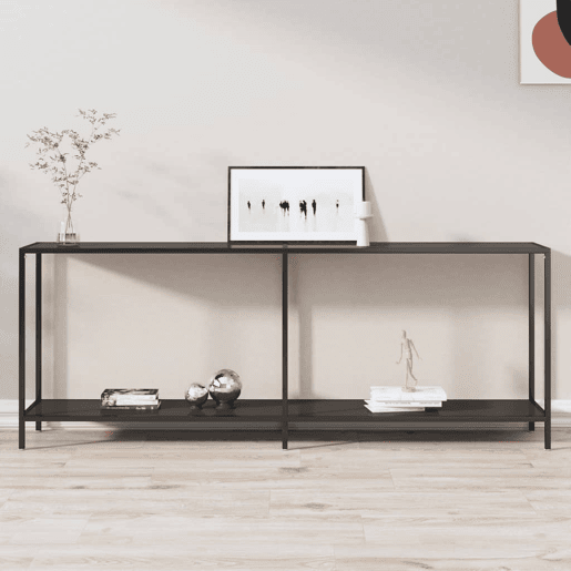 Mesa Consola - Mesa De Entrada preto 200x35x75,5 cm vidro temperado