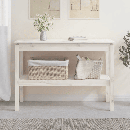 Mesa Consola - Mesa De Entrada 110x40x75 cm pinho maciço branco