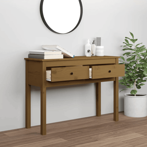 Mesa Consola - Mesa De Entrada 100x35x75 cm madeira de pinho maciça castanho mel Mesa Consola - Mesa De Entrada 100x35x75 cm madeira de pinho maciça castanho mel