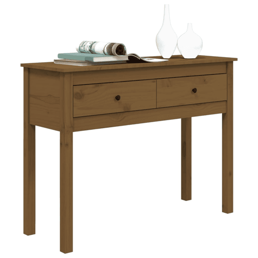 Mesa Consola - Mesa De Entrada 100x35x75 cm madeira de pinho maciça castanho mel Mesa Consola - Mesa De Entrada 100x35x75 cm madeira de pinho maciça castanho mel