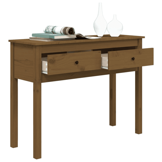 Mesa Consola - Mesa De Entrada 100x35x75 cm madeira de pinho maciça castanho mel Mesa Consola - Mesa De Entrada 100x35x75 cm madeira de pinho maciça castanho mel