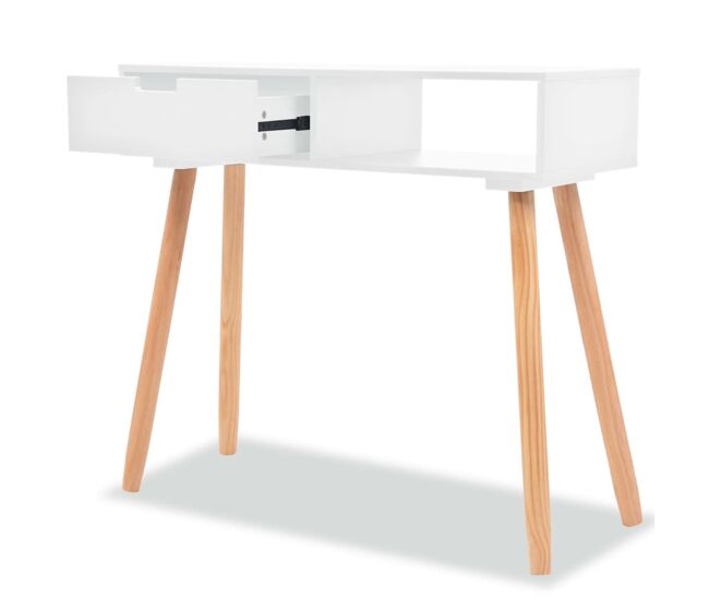 Mesa consola - mesa de entrada de madera maciza de pino blanca 80x30x72 cm