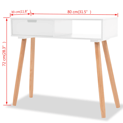 Mesa Consola - Mesa De Entrada de pinho maciço 80x30x72 cm branco