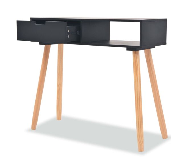 Mesa consola - mesa de entrada de madera maciza de pino 80x30x72 cm negra