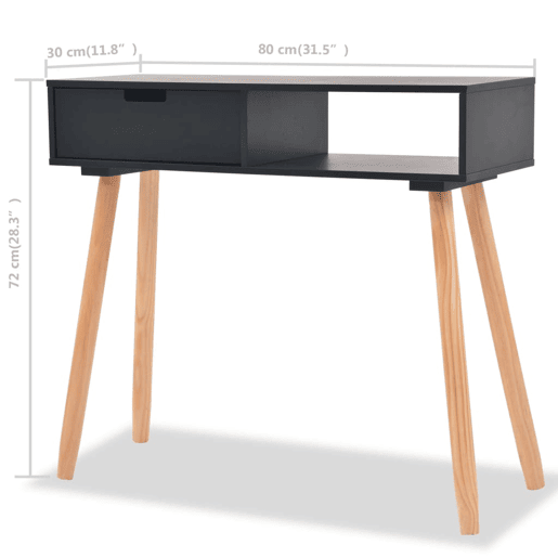 Mesa Consola - Mesa De Entrada de pinho maciço 80x30x72 cm preto
