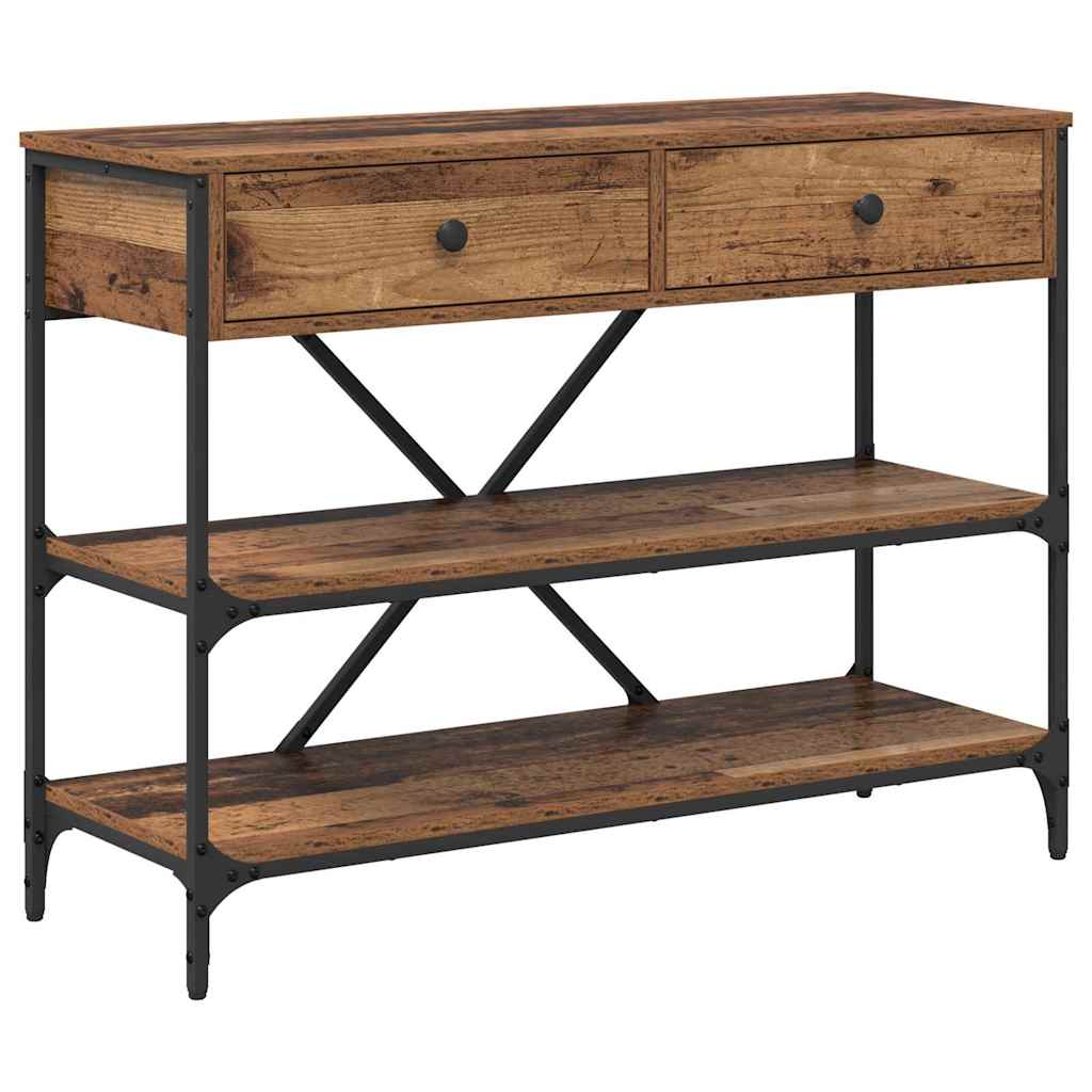 Mesa consola - mesa de entrada con cajón madera vieja madera contrachapada