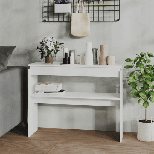 Mesa Consola - Mesa De Entrada 102x30x80 cm derivados de madeira branco