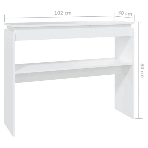 Mesa Consola - Mesa De Entrada 102x30x80 cm derivados de madeira branco
