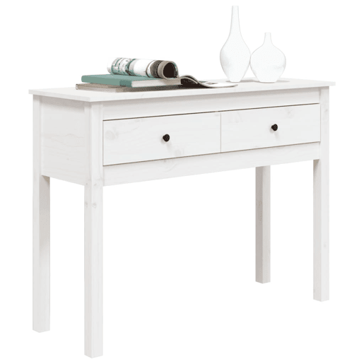 Mesa Consola - Mesa De Entrada 100x35x75 cm pinho maciço branco