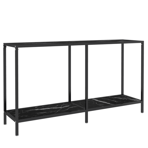 Mesa Consola - Mesa De Entrada preto 140x35x75,5 cm vidro temperado