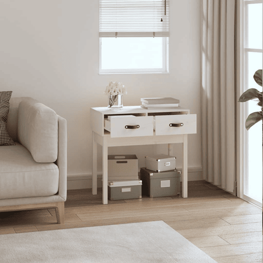 Mesa Consola - Mesa De Entrada 76,5x40x75 cm pinho maciço branco