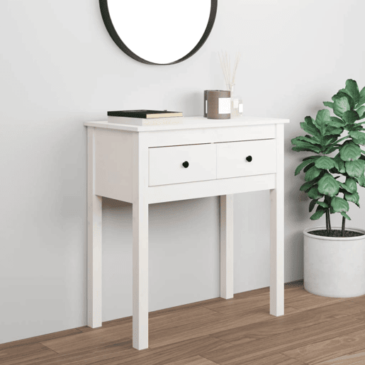 Mesa Consola - Mesa De Entrada 70x35x75 cm pinho maciço branco