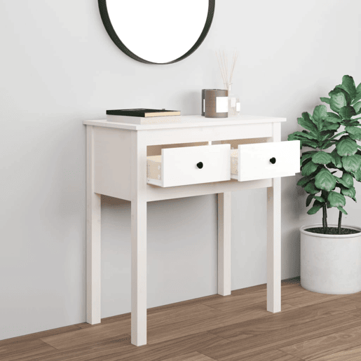 Mesa Consola - Mesa De Entrada 70x35x75 cm pinho maciço branco