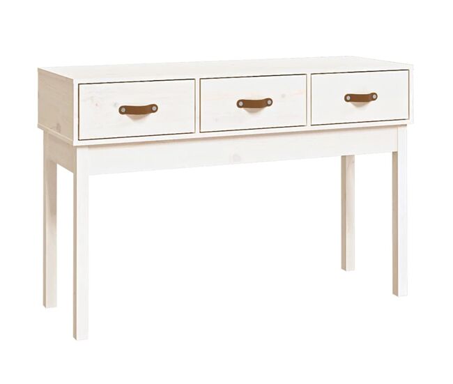 Mesa consola - mesa de entrada de madera maciza de pino blanco 114x40x75 cm