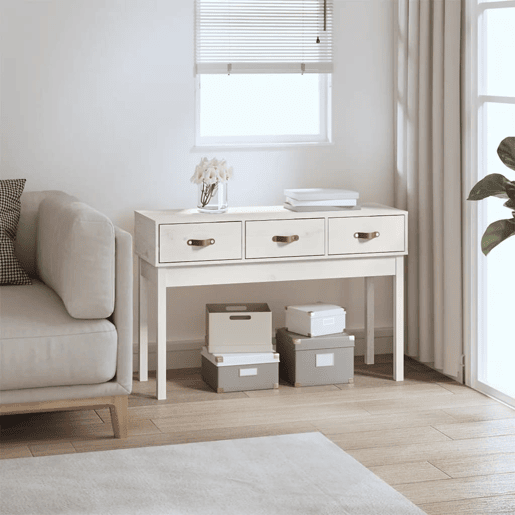 Mesa Consola - Mesa De Entrada 114x40x75 cm pinho maciço branco