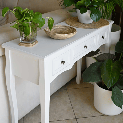 ToucadorMesa Consola - Mesa De Entrada com três gavetas branco