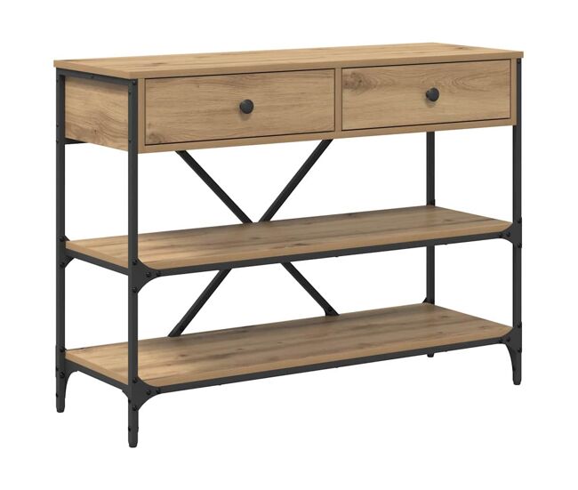 Mesa consola - mesa de entrada con cajón roble artisan madera contrachapada