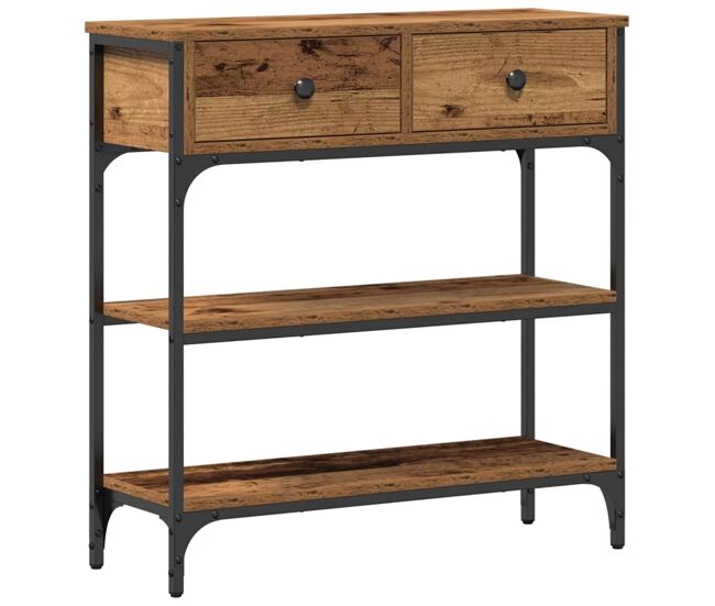 Mesa consola - mesa de entrada con cajón madera vieja 72.5 x 25 x 75 cm