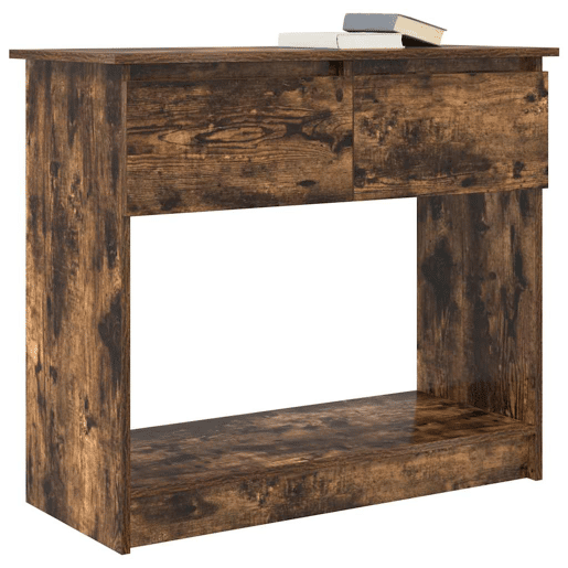Mesa Consola - Mesa De Entrada com gavetas 85,5x38,5x74,5 cm carvalho fumado