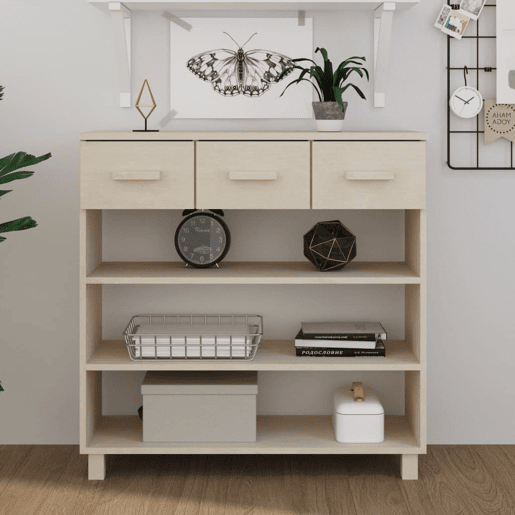 Mesa Consola - Mesa De Entrada HAMAR 90x35x90 cm pinho maciço castanho-mel