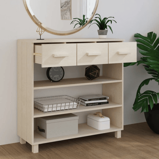 Mesa Consola - Mesa De Entrada HAMAR 90x35x90 cm pinho maciço castanho-mel
