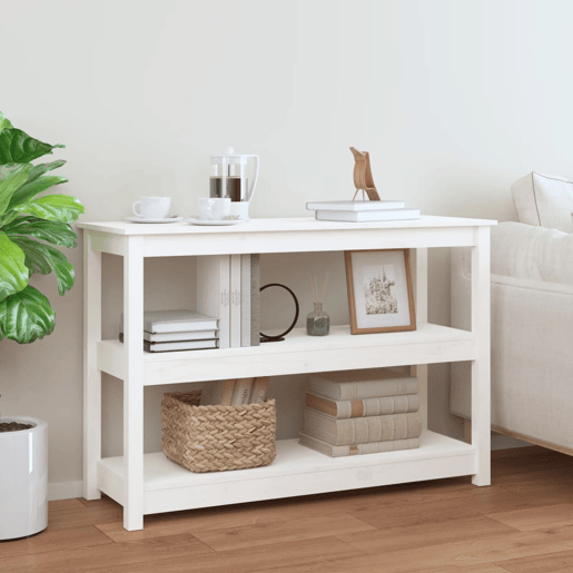 Mesa Consola - Mesa De Entrada 110x40x74 cm pinho maciço branco