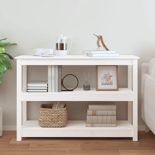 Mesa Consola - Mesa De Entrada 110x40x74 cm pinho maciço branco