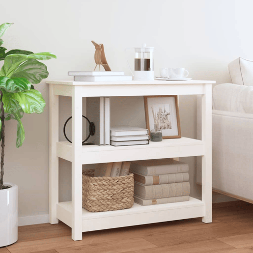 Mesa Consola - Mesa De Entrada 80x40x74 cm madeira de pinho maciça branco