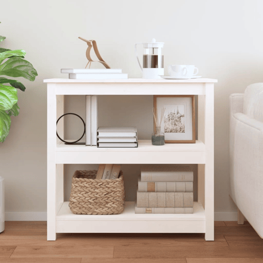Mesa Consola - Mesa De Entrada 80x40x74 cm madeira de pinho maciça branco