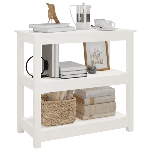 Mesa Consola - Mesa De Entrada 80x40x74 cm madeira de pinho maciça branco