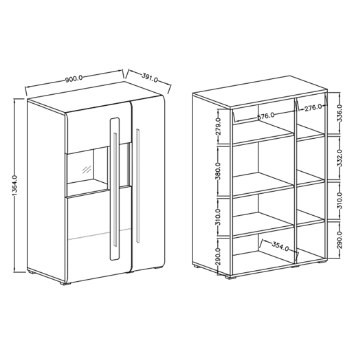 Cómoda 2 portas com LED Louis madeira Cómoda 2 portas com LED Louis madeira